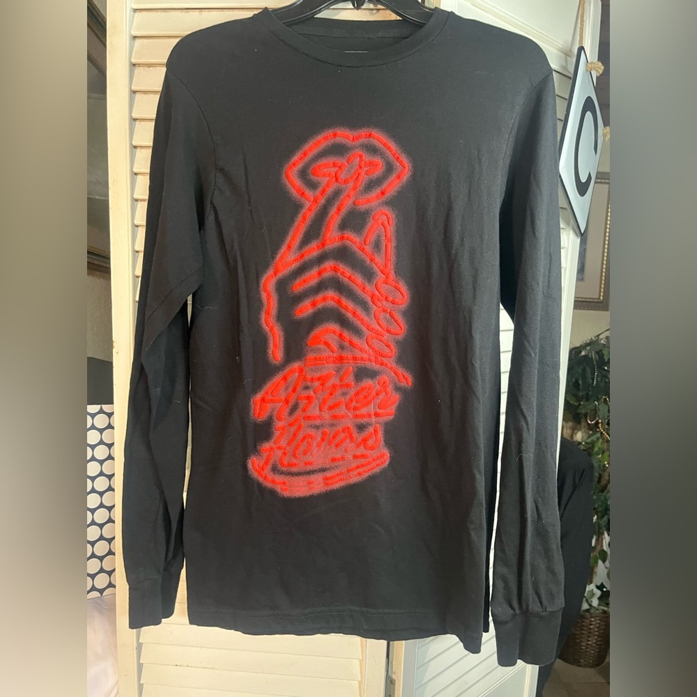 The Weeknd XO After Hours Merch Black Long Sleeve Tee with Red Graphic